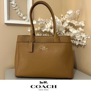 Like New Coach Casey Crossgrain Leather Tote in Saddle Tan F31474